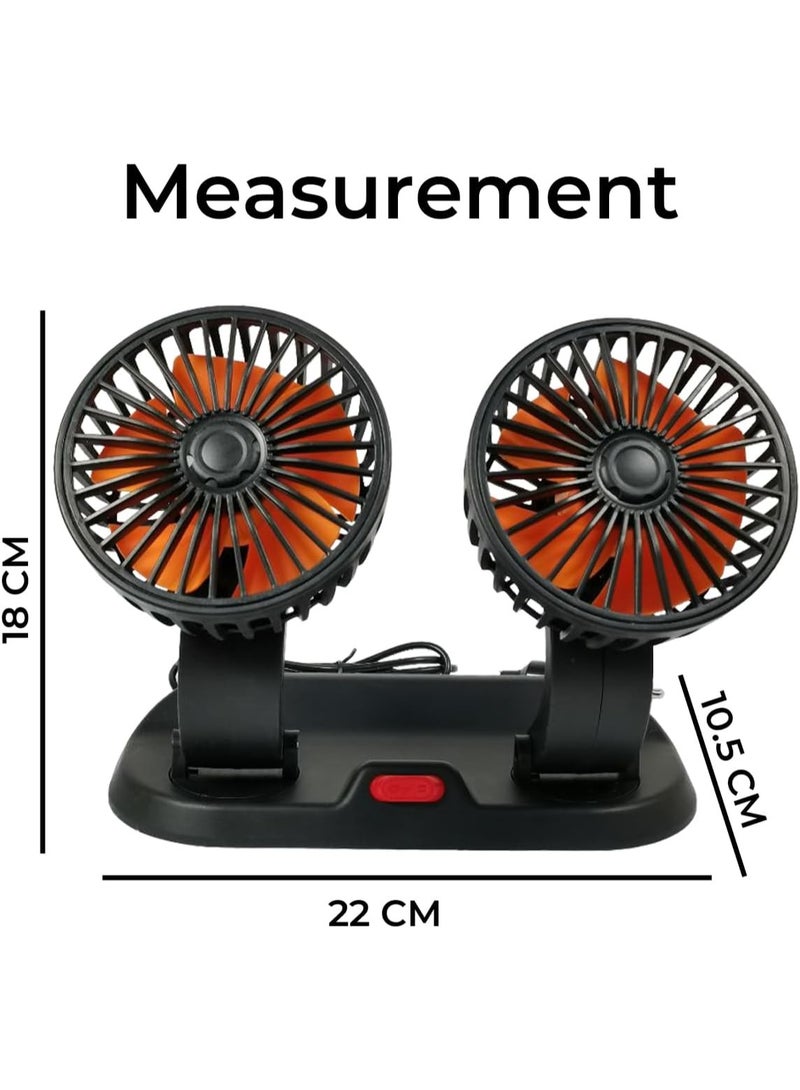 AGC Double-Headed Vehicle Fan, 360° Rotatable Dual Heads, Ultra Quiet, Strong Wind, Adjustable Speed, USB Powered, Ideal for Cars, Trucks, Office and Camping. - Image 2